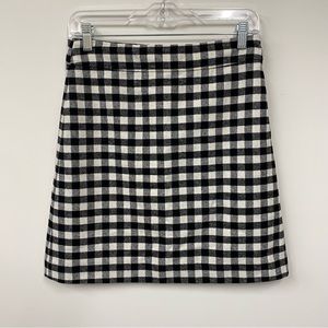 J. Crew Checkered Wool Plaid Print Above Knee Skirt, NWT, Black/White , Size 2